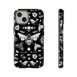 Black Celestial Witchy Moth Goth Tough Phone Case