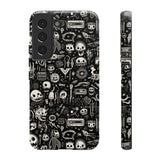 Creepy Doodle Skulls Print Tough Phone Cases