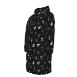 Black & White Doodle Tattoo Goth Winter Padded Down Coat Waterproof Unisex XS to 4XL