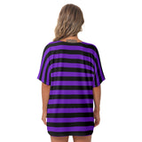 Purple & Black Striped Batwing T-shirt