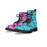 Mismatched Pink & Blue Bat Print Boots