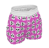 White & Pink Block Skulls Casual Shorts