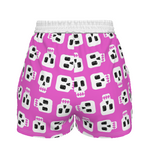 White & Pink Block Skulls Casual Shorts