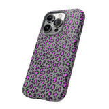 Grey and Pink Leopard Print Tough Phone Case