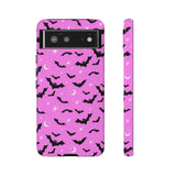 Pink Spooky Bat Print Tough Phone Cases