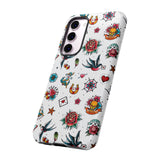 White Old School Retro Tattoo Tough Phone Case