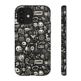Creepy Doodle Skulls Print Tough Phone Cases