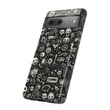 Creepy Doodle Skulls Print Tough Phone Cases