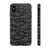 Grey Spooky Bat Print Tough Phone Cases