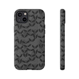 Grey Spooky Bat Print Tough Phone Cases