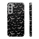 Black Spooky Bat Print Tough Phone Cases