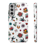 White Old School Retro Tattoo Tough Phone Case