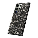 Creepy Doodle Skulls Print Tough Phone Cases
