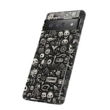 Creepy Doodle Skulls Print Tough Phone Cases