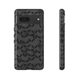 Grey Spooky Bat Print Tough Phone Cases
