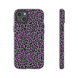 Grey and Pink Leopard Print Tough Phone Case