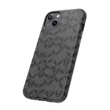 Grey Spooky Bat Print Tough Phone Cases