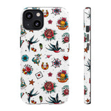 White Old School Retro Tattoo Tough Phone Case