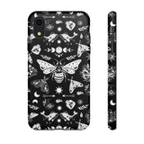 Black Celestial Witchy Moth Goth Tough Phone Case