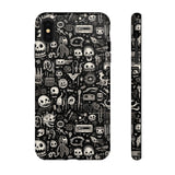 Creepy Doodle Skulls Print Tough Phone Cases
