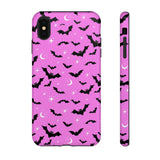 Pink Spooky Bat Print Tough Phone Cases