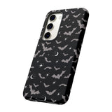 Black Spooky Bat Print Tough Phone Cases