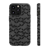 Grey Spooky Bat Print Tough Phone Cases