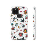 White Old School Retro Tattoo Tough Phone Case