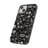 Creepy Doodle Skulls Print Tough Phone Cases