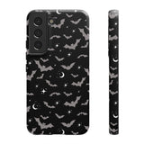Black Spooky Bat Print Tough Phone Cases