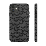 Grey Spooky Bat Print Tough Phone Cases