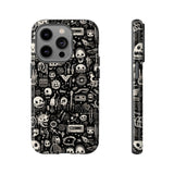 Creepy Doodle Skulls Print Tough Phone Cases