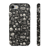 Creepy Doodle Skulls Print Tough Phone Cases