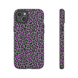 Grey and Pink Leopard Print Tough Phone Case