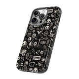 Creepy Doodle Skulls Print Tough Phone Cases