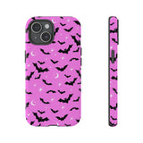 Pink Spooky Bat Print Tough Phone Cases
