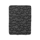 dark grey blank with black cartoon bat print  blanket