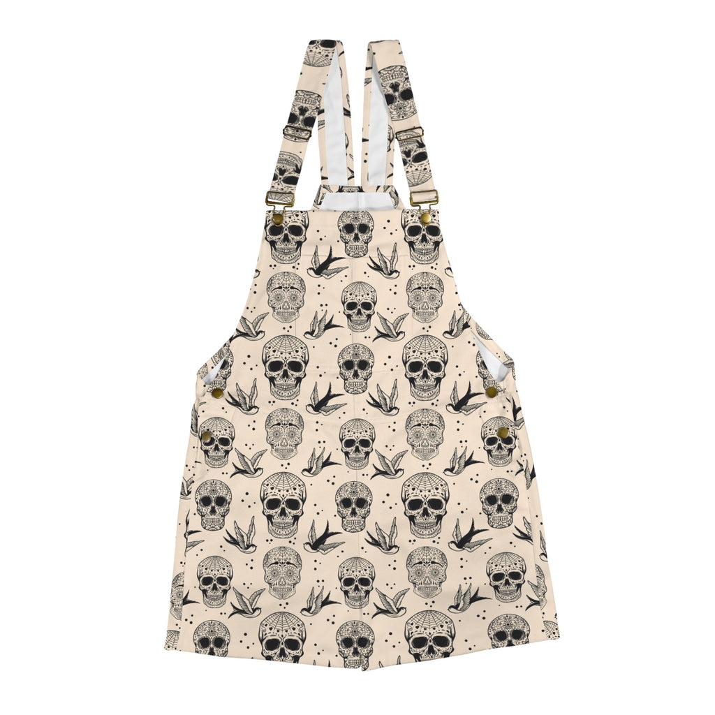 Tattoo Flash Unisex Shortalls β Beige Skull & Swallow Edition