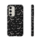 Black Spooky Bat Print Tough Phone Cases