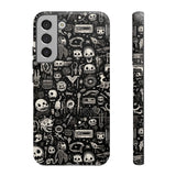 Creepy Doodle Skulls Print Tough Phone Cases