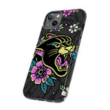 Floral Panther Print Tough Phone Case