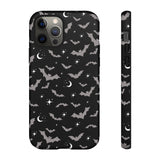 Black Spooky Bat Print Tough Phone Cases