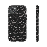 Black Spooky Bat Print Tough Phone Cases