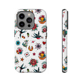 White Old School Retro Tattoo Tough Phone Case