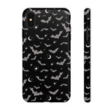 Black Spooky Bat Print Tough Phone Cases