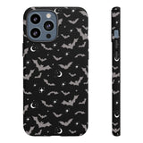 Black Spooky Bat Print Tough Phone Cases