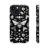 Black Celestial Witchy Moth Goth Tough Phone Case