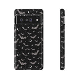 Black Spooky Bat Print Tough Phone Cases
