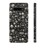 Creepy Doodle Skulls Print Tough Phone Cases