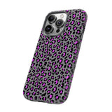 Grey and Pink Leopard Print Tough Phone Case